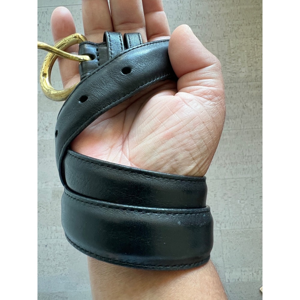 Coach Leather Belt Womens 30 Black Gold Buckle Excellent